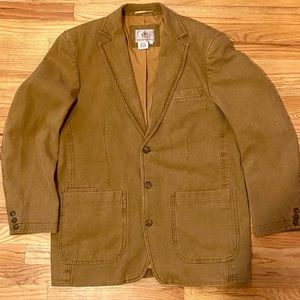The Territory Ahead Men Large Brown Cotton Single Breast 3 button Blazer Coat